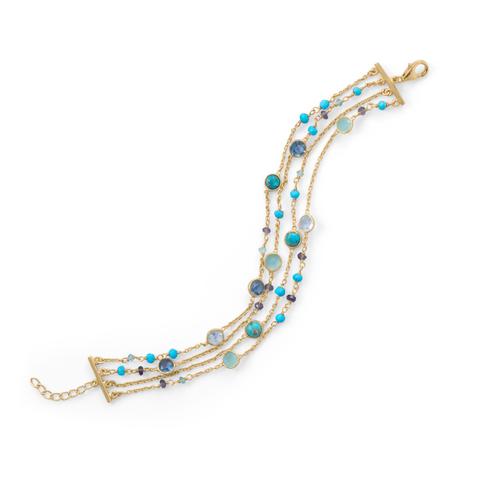 Multi Stone Bracelet - 14K Gold Plated