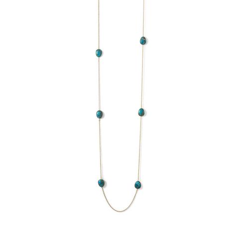 Turquoise Stone Endless Necklace - 14K Gold Plated