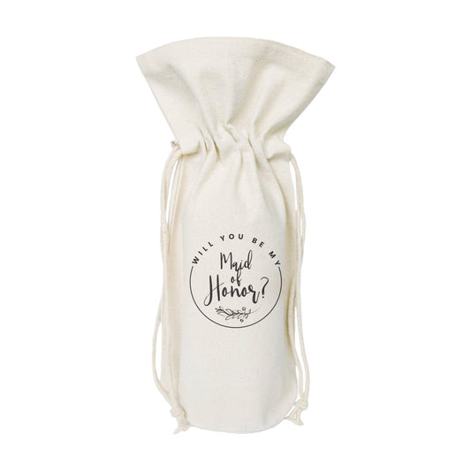 Will You Be My Maid of Honor? Cotton Canvas Wine Bag