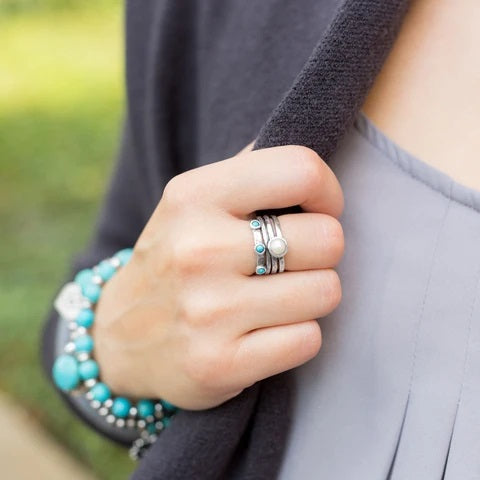 Sand Meets Sea Pearl & Turquoise Ring