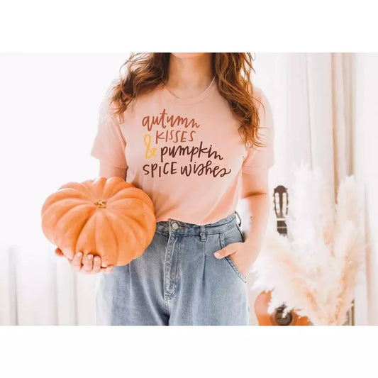 Autumn Kisses Pumpkin Spice Wishes T-Shirt