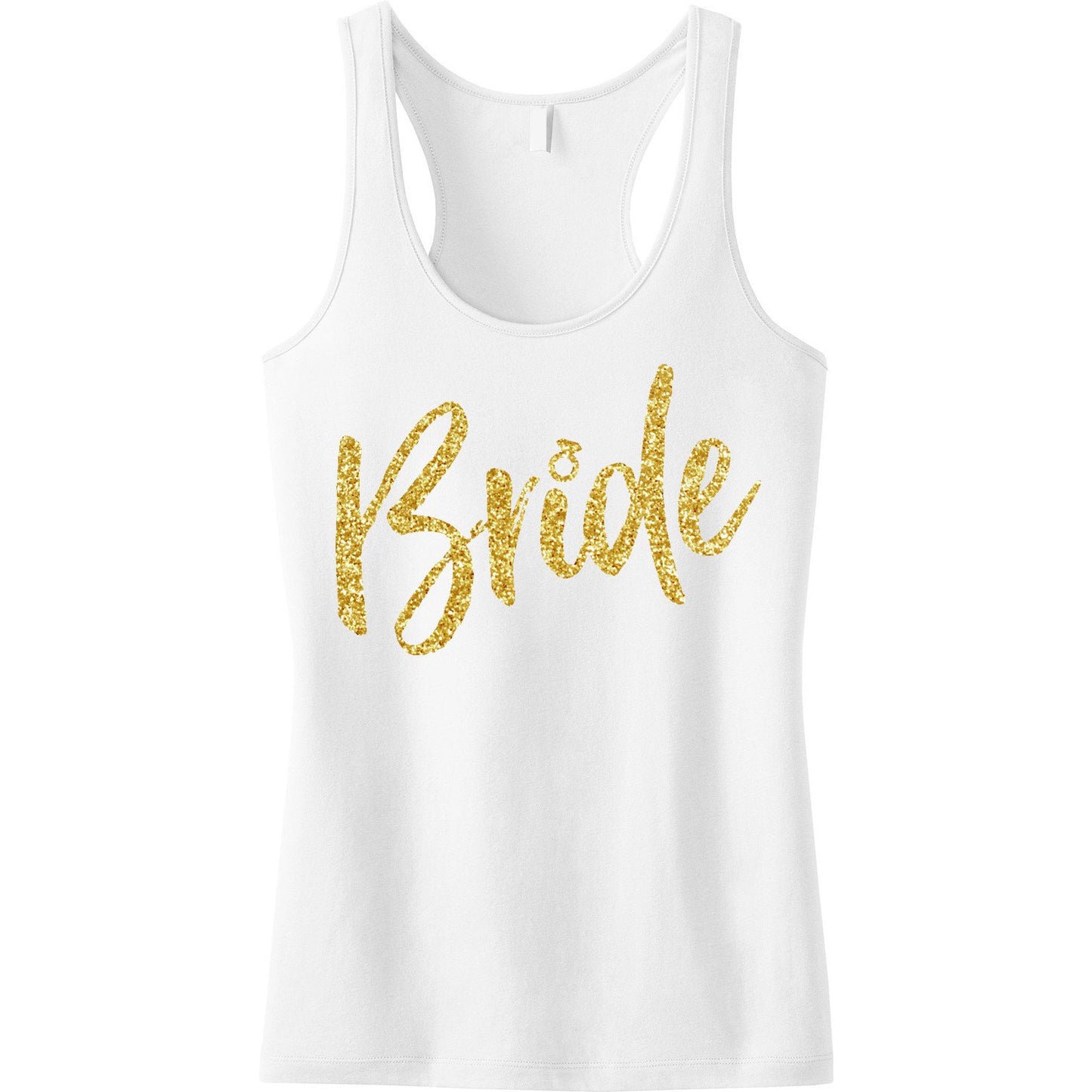 BRIDE Gold Glitter Script Tank Top