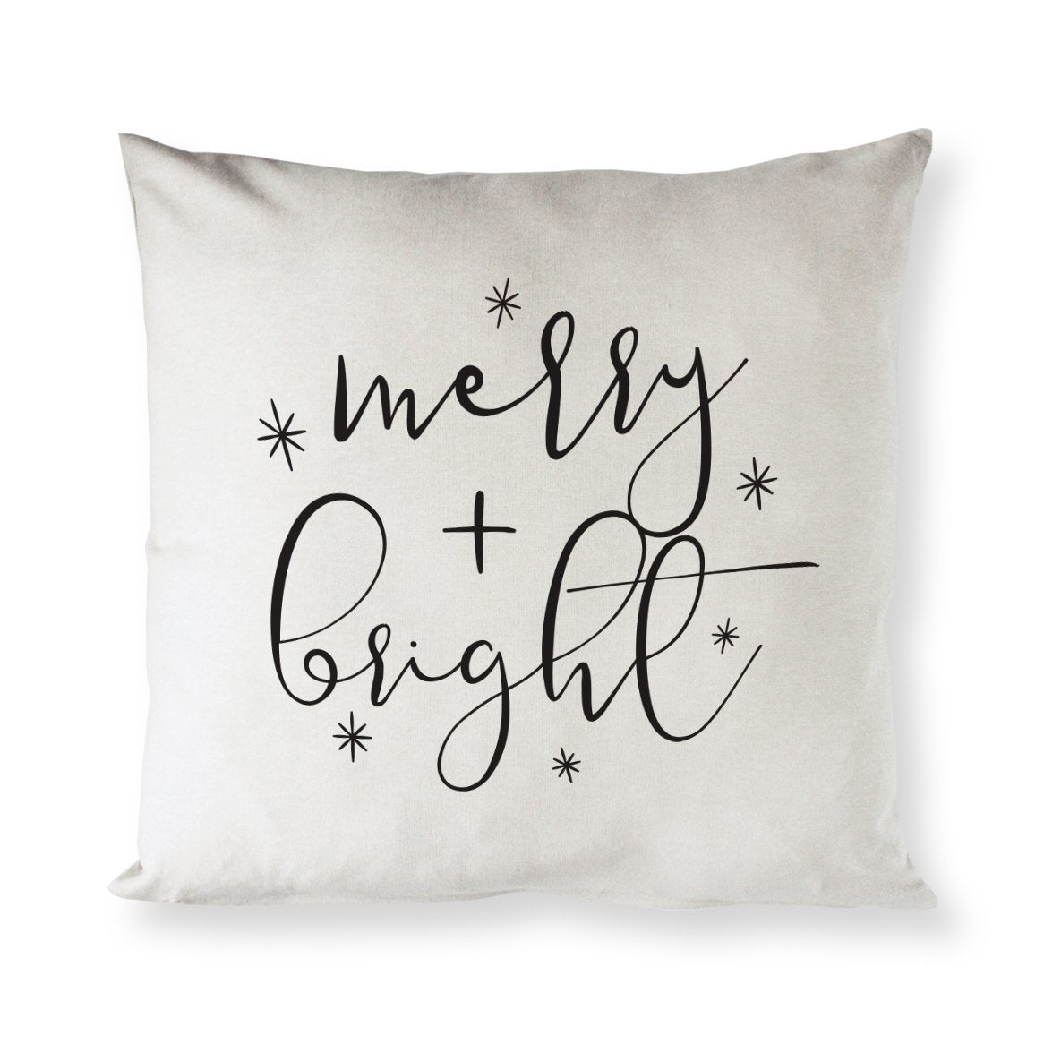 Merry and Bright Cotton Canvas Christmas Holiday Pillow Cover