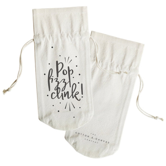 Pop, Fizz, Clink Canvas Wine Bag