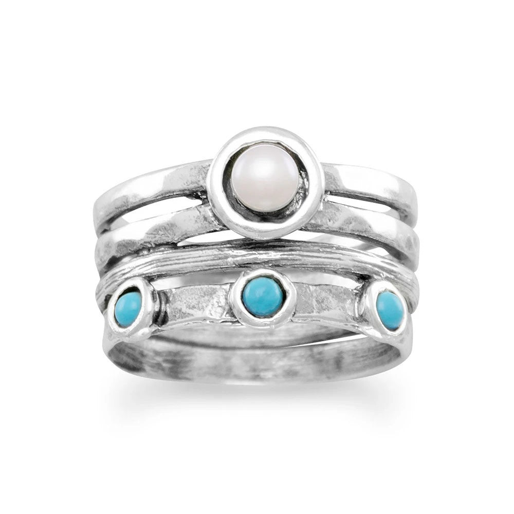 Sand Meets Sea Pearl & Turquoise Ring