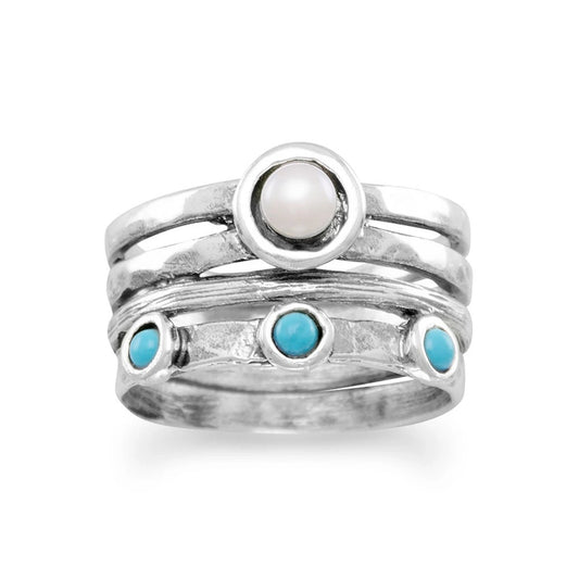 Sand Meets Sea Pearl & Turquoise Ring