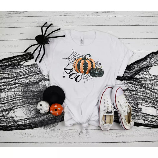 Boo Spiderwebs and Pumpkins Tee