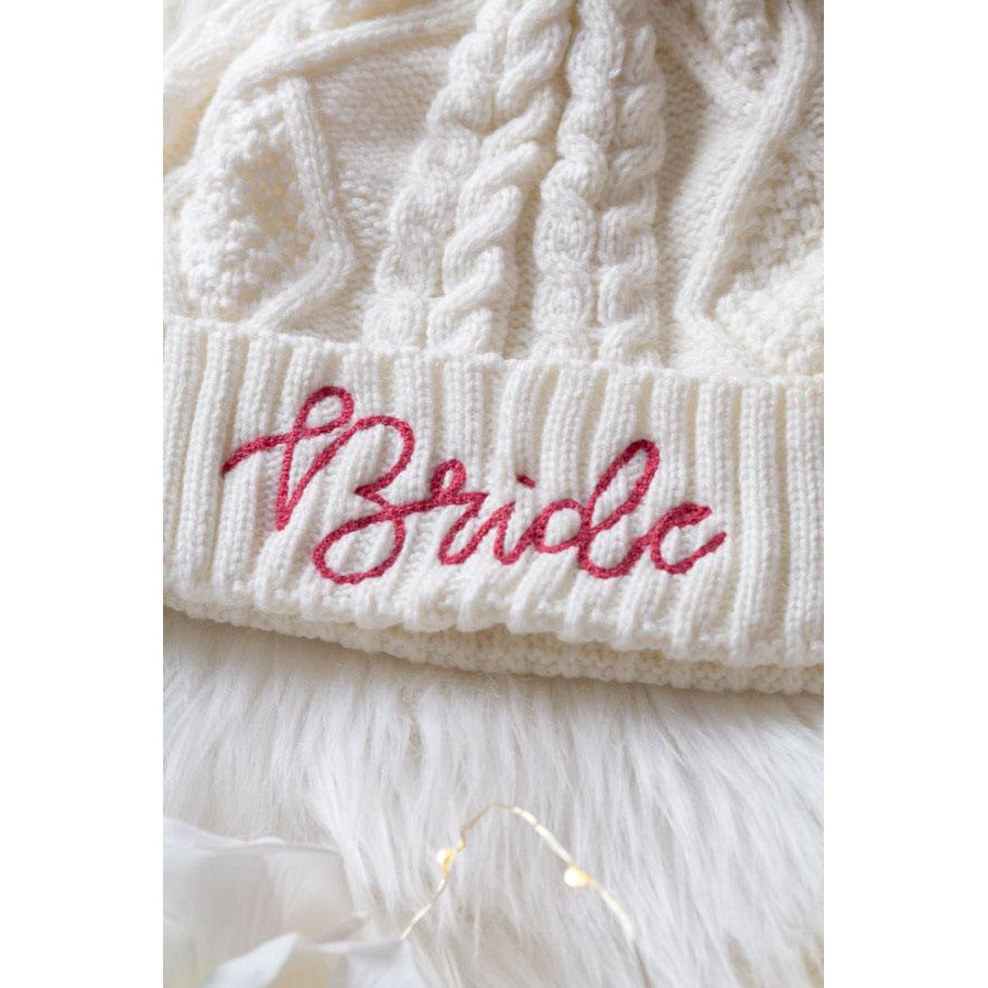 Babe and Bride Knitted Pom Pom Beanies